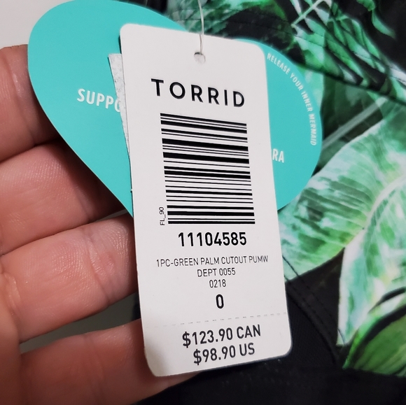 Torrid Vixen Green Palm Cutout One Piece Swimsuit 0 & 3 - Picture 7 of 11